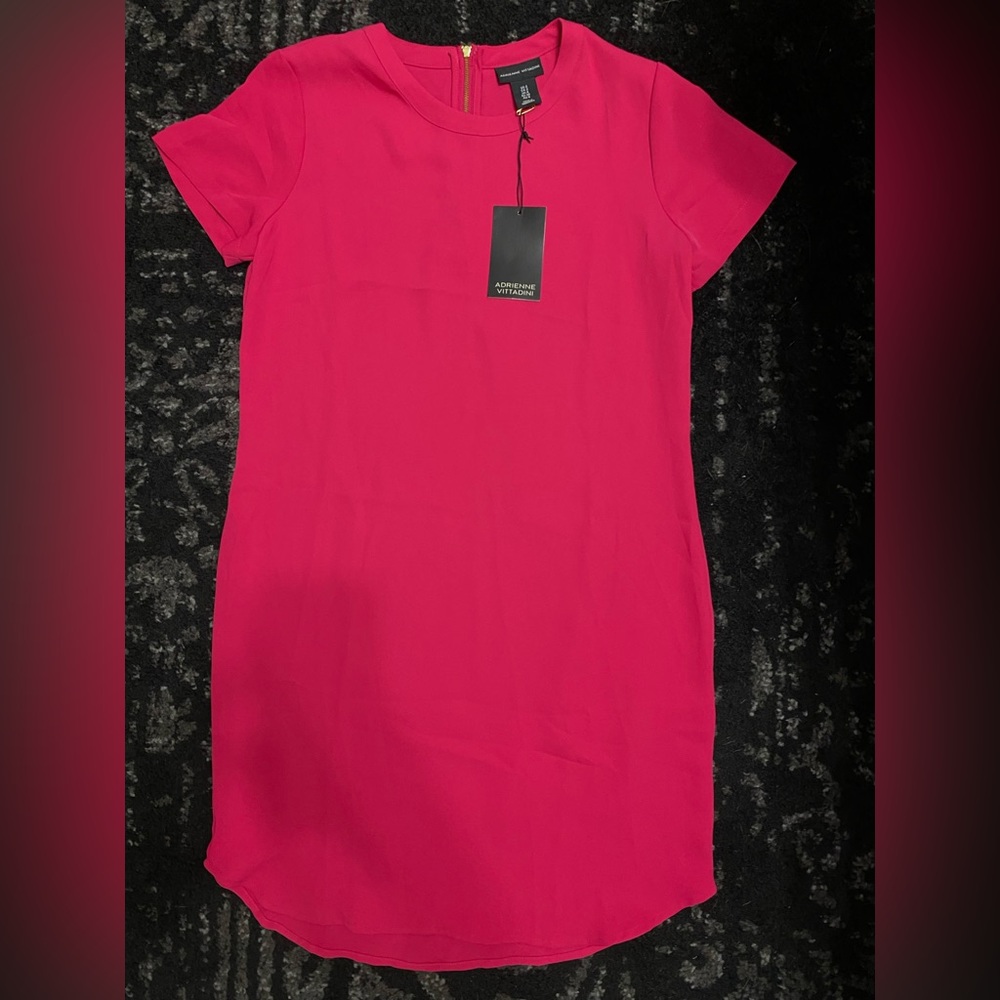 Adrienne Vittadini hot pink mini dress, gold zipper